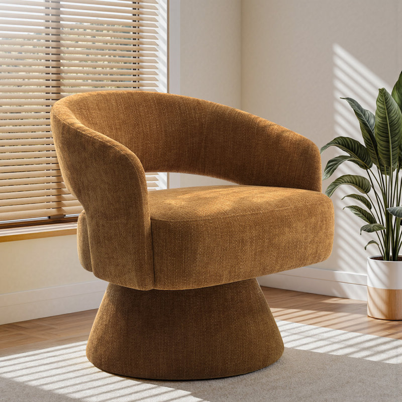 Upholstered Swivel Armchair, Orange