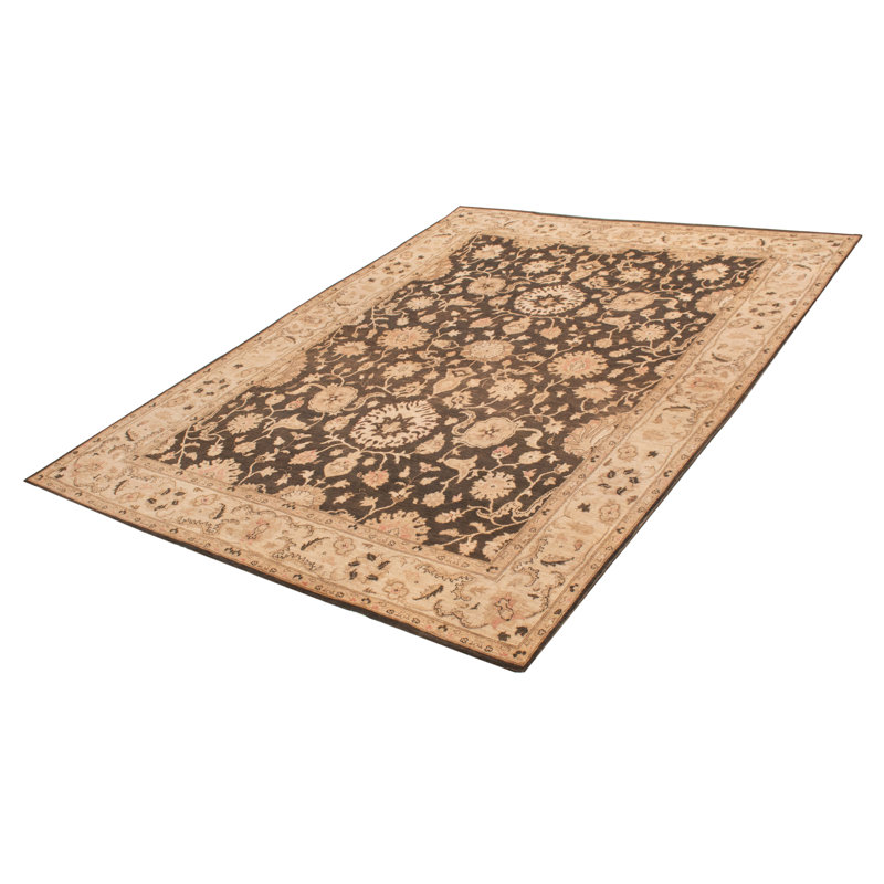 Tapis noir noué à la main unique 8 pi 8 po x 11 pi 7 po Chobi