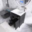 Meuble-lavabo 24 po avec évier - panneau de fibres à densité moyenne et bois d'hévéa, 3 tiroirs, armoire avec tablettes réglables-1446835539