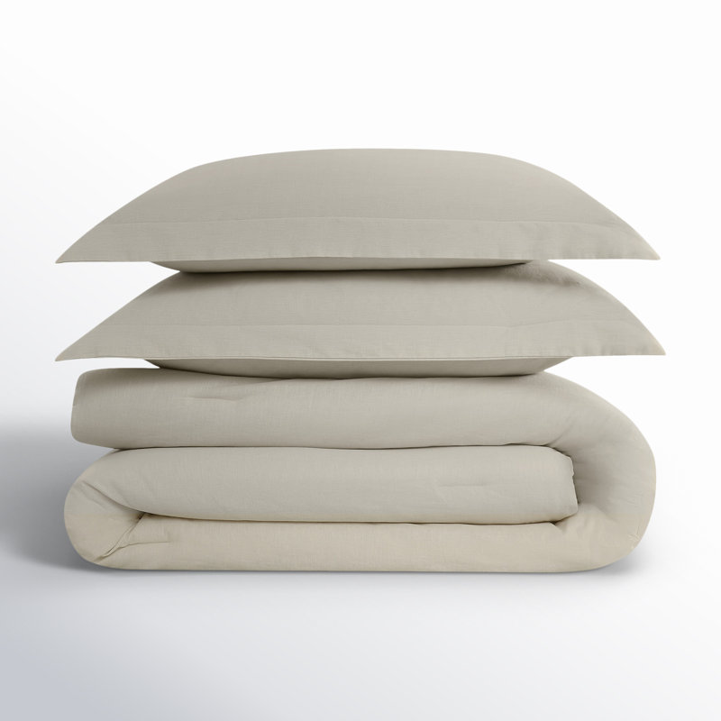 Nena Bedding, Beige, Édredon pour grand lit + 2 taies décoratives