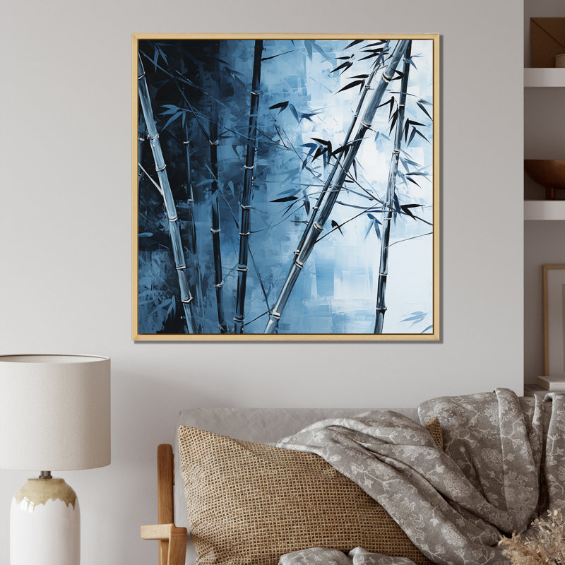 Serenity In Blue Bamboo Forest - impressions sur toile de bambou_106644, H 16 po x l 16 po x P 1 po, Cadre naturel flottant