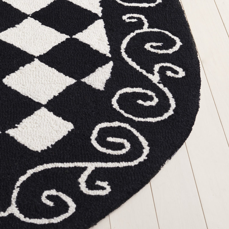 Brayton Hand Hooked Wool Geometric Rug, Oval 4'6" x 6'6"