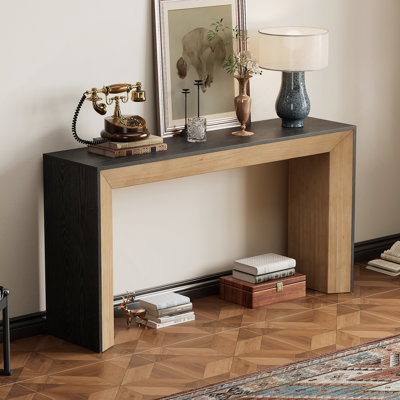 Console élégante Mirod, conception de cheminée, simple et fonctionnelle avec plateau en placage de bois de haute qualité, polyvalente pour le couloir, le salon ou l'entrée