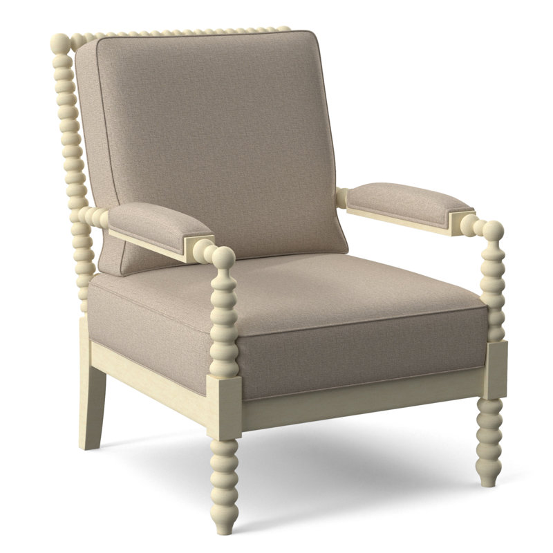Lind Island 29" Wide Lounge Chair, Sunbrella Beige Pinstripe; 6205-74, Bisque Finish