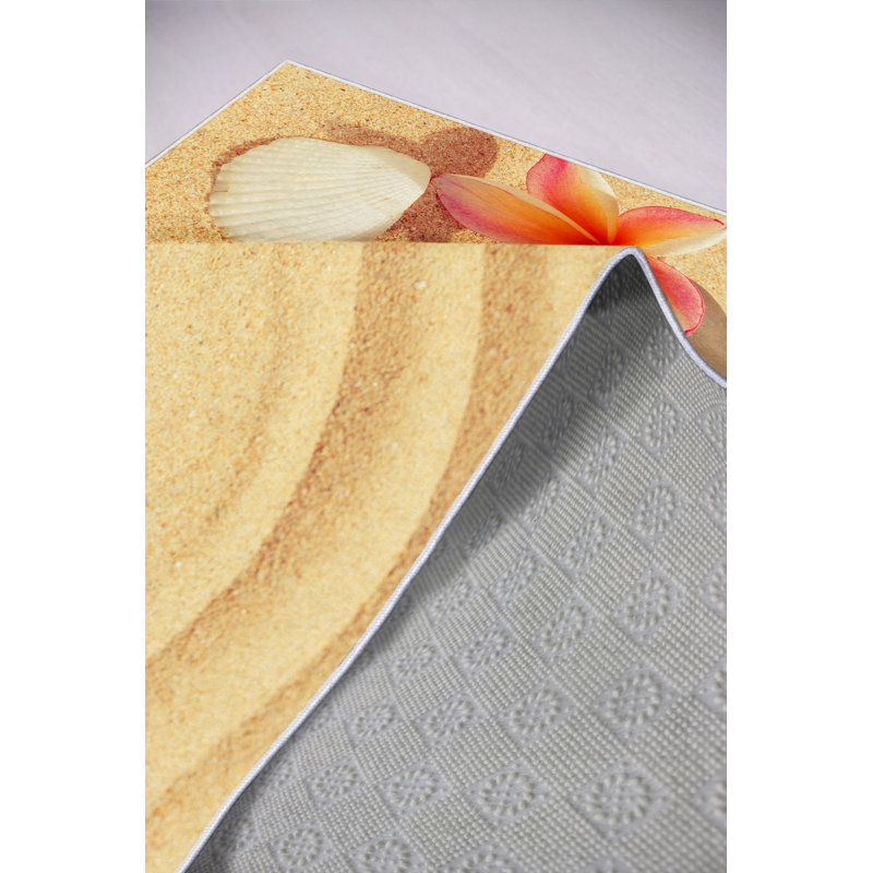 High-Quality Area Rug, 100% Polyester, 47.2 x 70.9 inches | Antibacterial, Eco-Friendly, Non-Slip PVC Dot Underside | Machine Washable, Digital Printed Design in Beige, Cream, Orange & Yellow | Perfect for Home Décor & Comfort