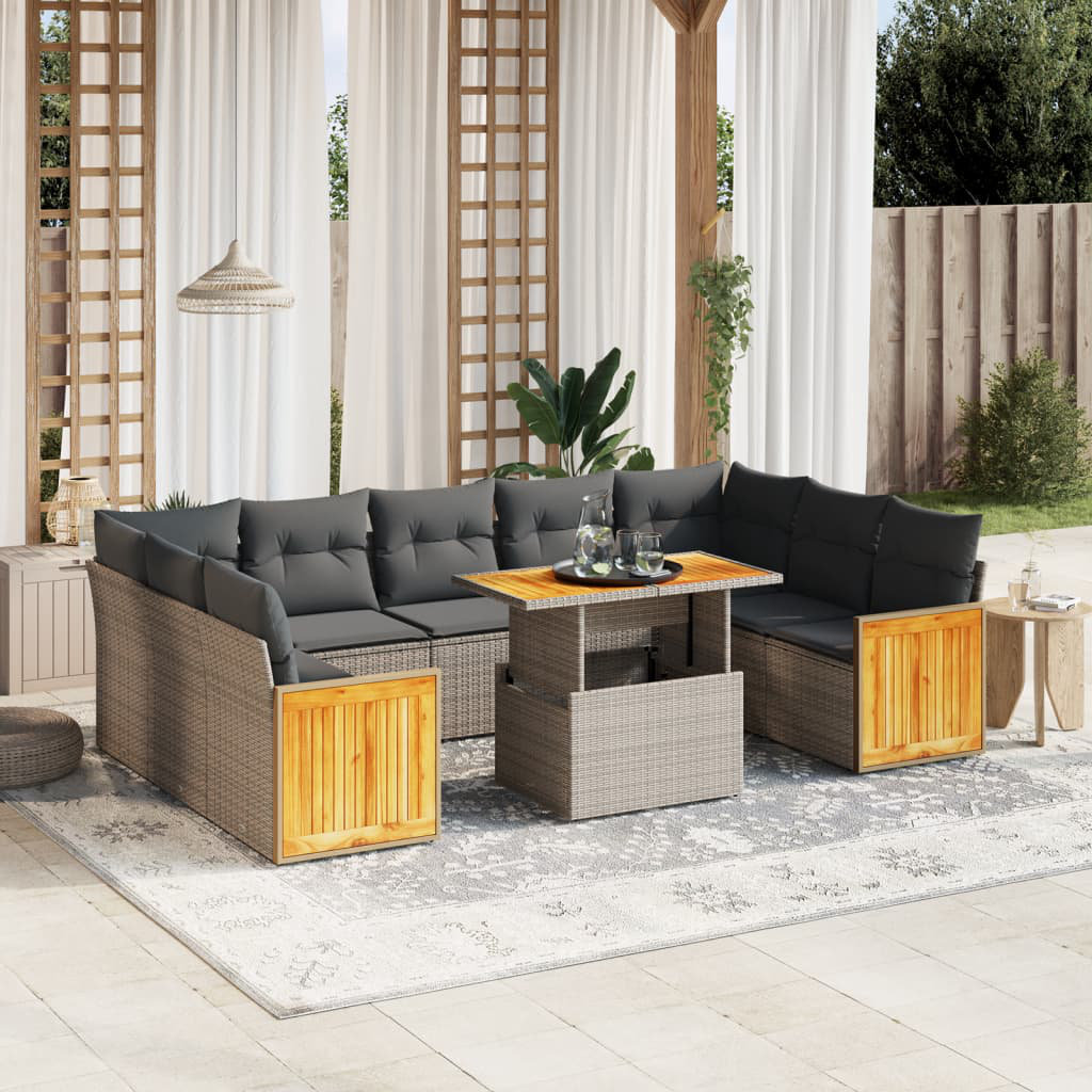 9-Sitzer Lounge-Set aus Polyrattan mit Polster