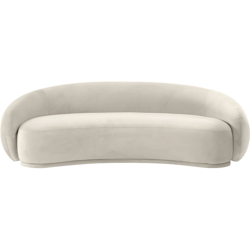 Canapé en velours 93 po Emery, Velours crème