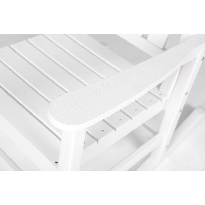 Durable Weather-resistant Rocking Chair Set With Stylish Side Table, 3-piece In White