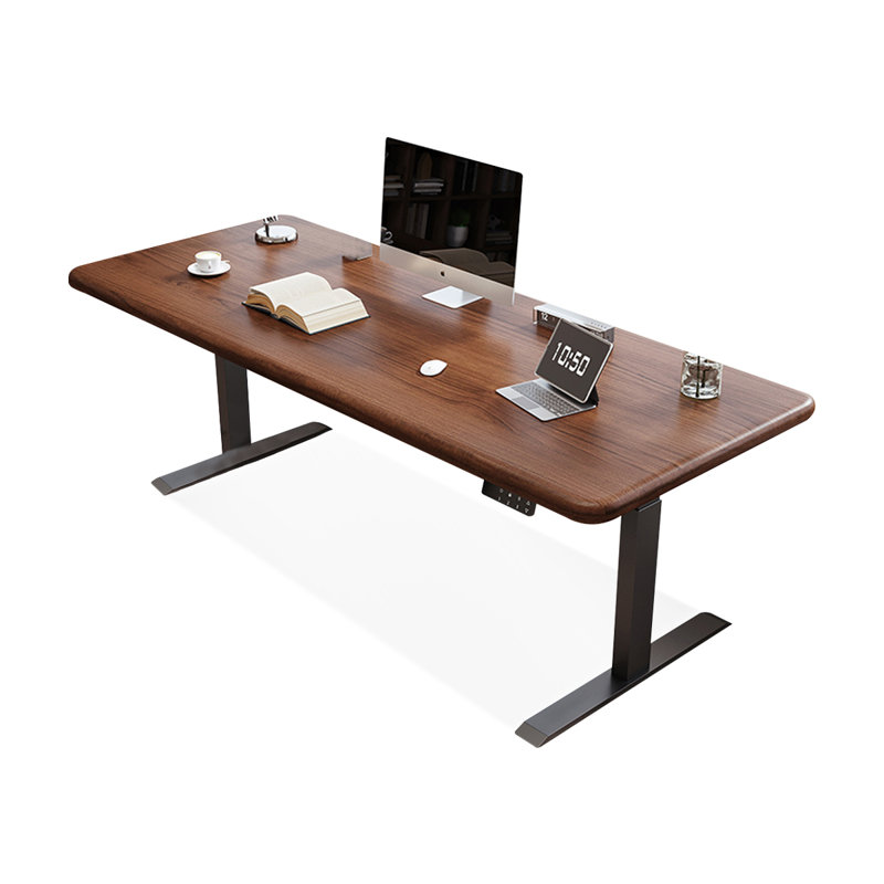 Bureau rectangulaire en bois massif à hauteur réglable Nut-Brown, H 51,18 po x l 78,74 po x P 31,5 po