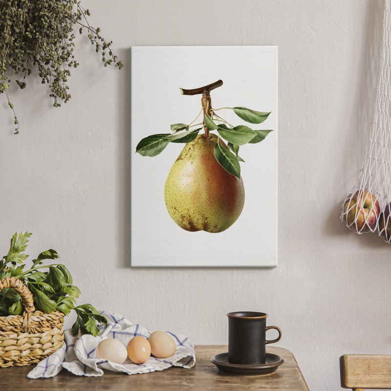 Illustration de poire rétro II - impression sur toile tendue, H 18 po x l 12 po x P 1 po