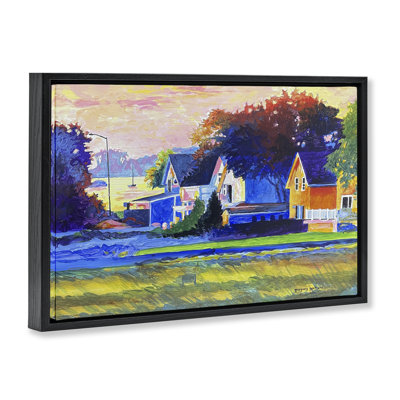 Vibrant Gloucester Houses Floater Canvas Wall Art, design by Greg Gorham