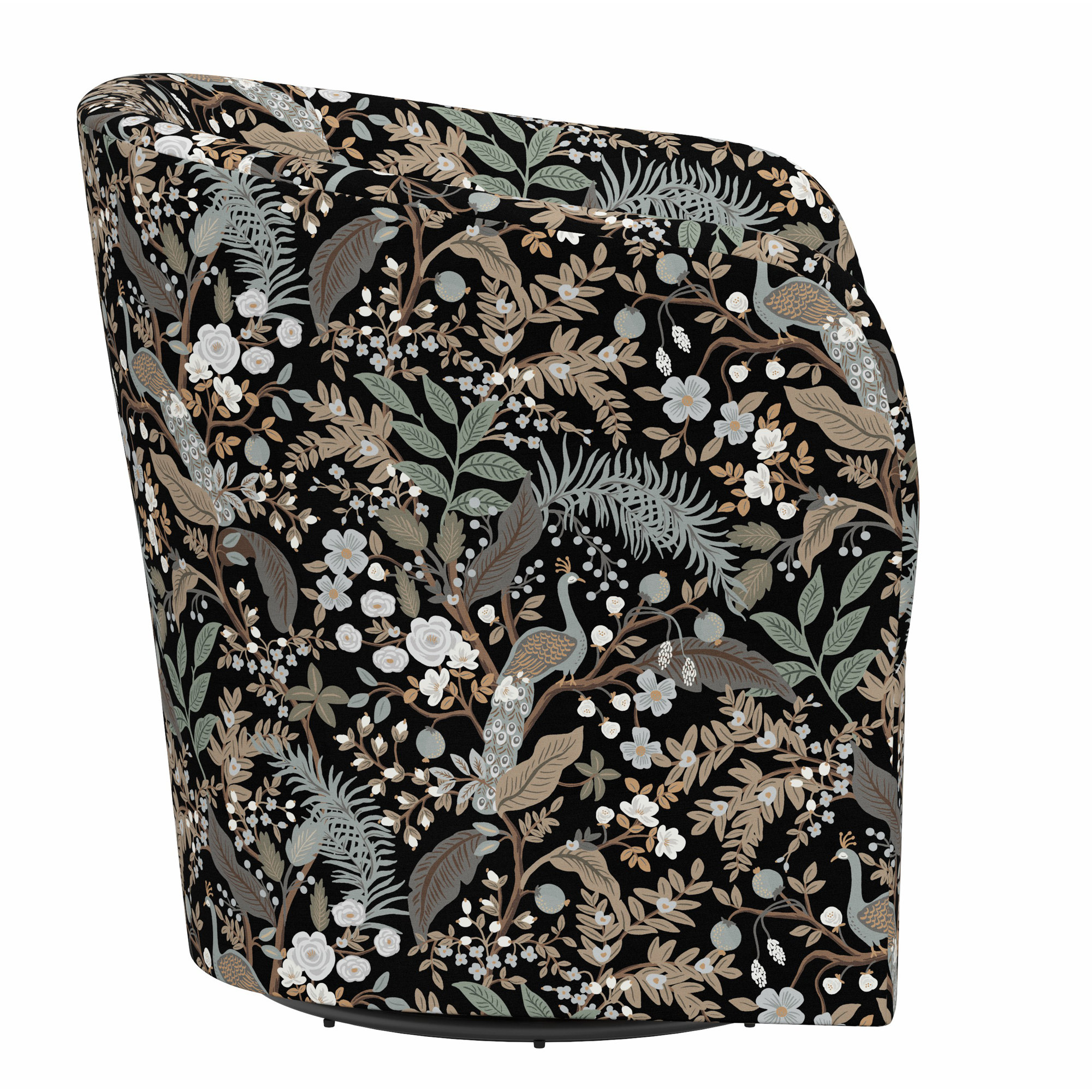 Pembroke Swivel Chair, Rpc Peacock Black Linen