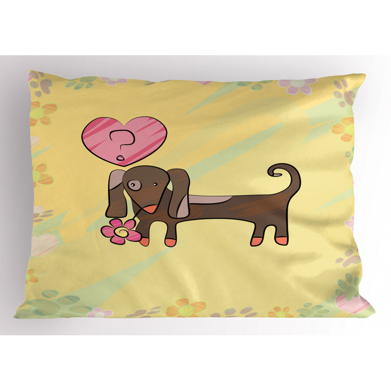 Colorful Dachshund Kids Polyester Pillow Sham