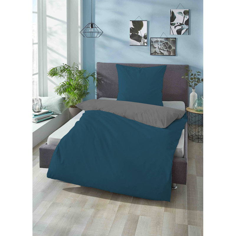 Duvet Cover Set, Double - 2 Pillowcases (80 x 80 cm), Blue