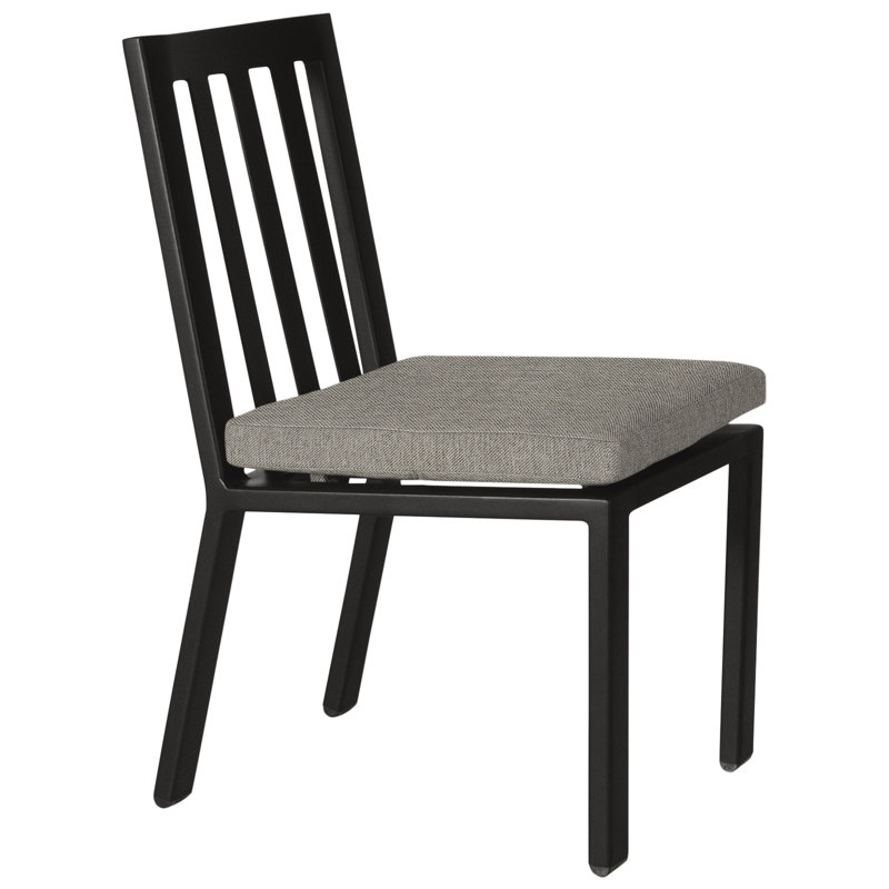 Aris Outdoor Dining Side Chair, Mainstreet Latte, Carbon Black