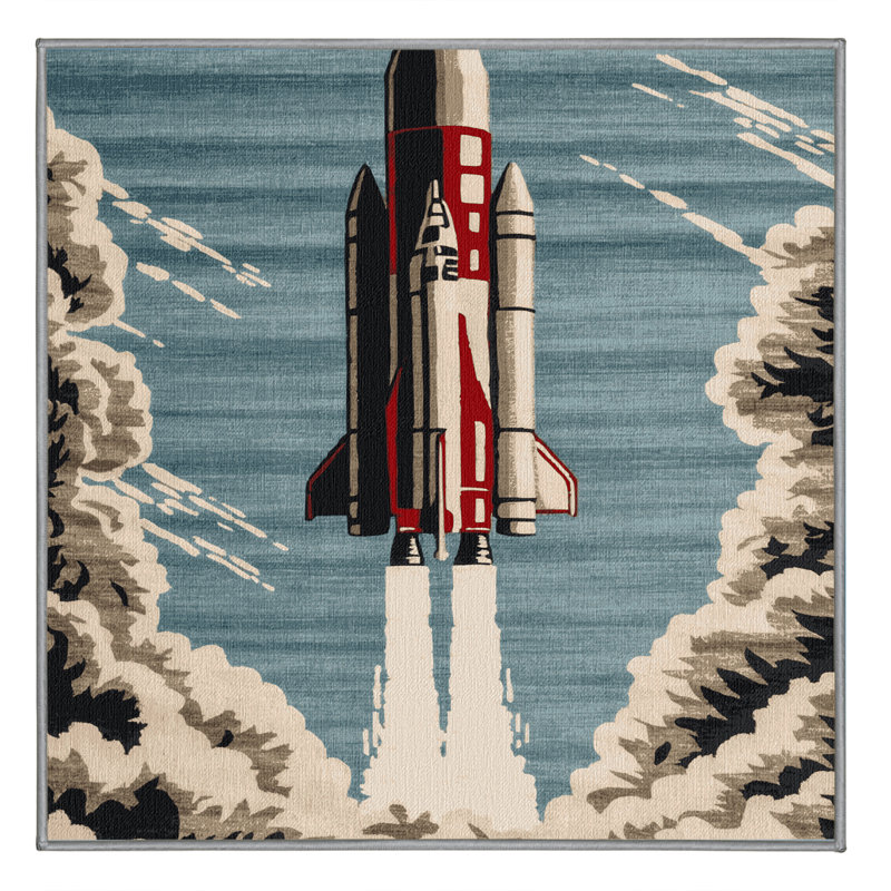 Tapis gris lavable à la machine, Carré 8 pi