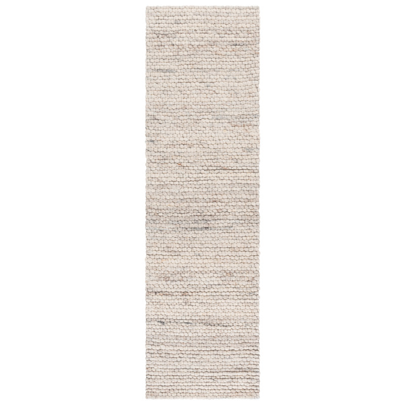 Abram Hand Woven Wool; Cotton No Pattern Rug in Beige/Ivory, Runner 2'3" x 8'