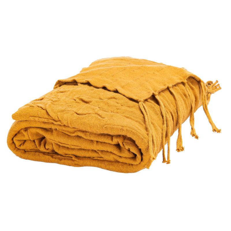 Plain Weave / Muslin Throw Blanket, Mustard