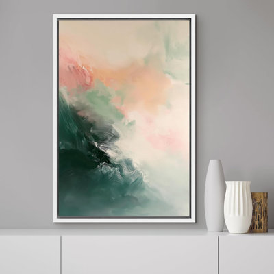 Abstract Colorful Strokes Orange Pink Paint Stroke Landscape Shapes Minimalism Decor Relax/Zen Nordic Framed On Canvas Print