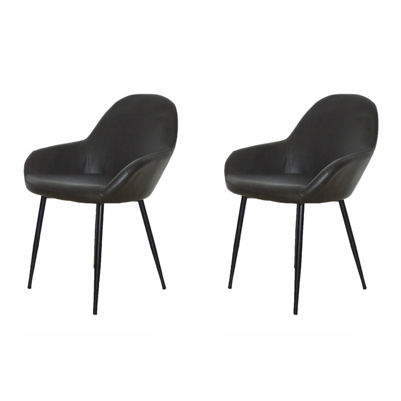 Chaise avec accoudoirs à dossier king louis Fosdick, Gris