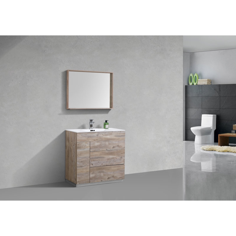 Ensemble de meuble-lavabo simple 35,5 "Eble Modern, Bois naturel