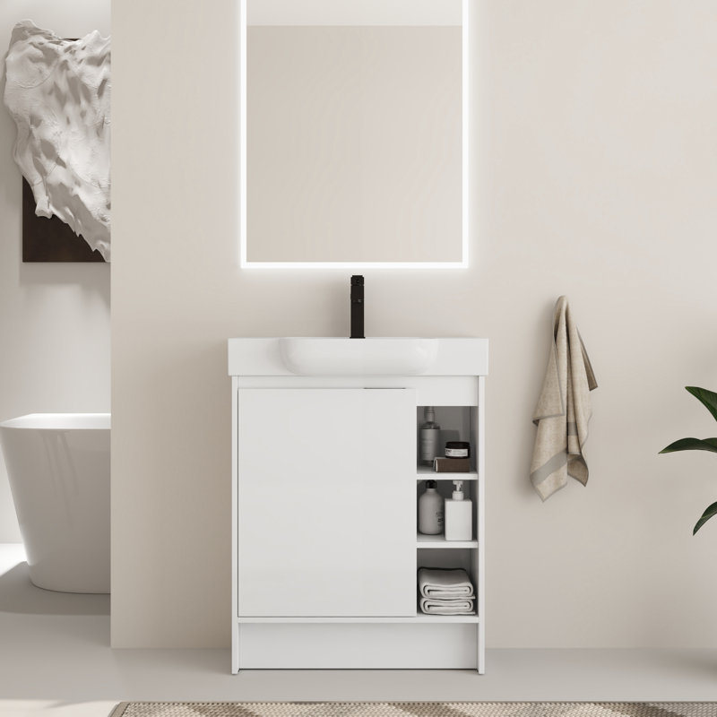 Denston 28" Free-standing Single Bathroom Vanity Set, White