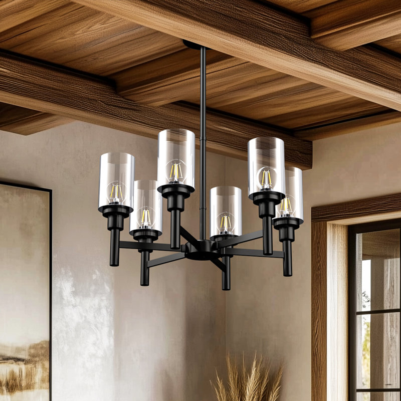 Chandelier with Glass Accents, 58cm, 6 Lights, 3600 Lumens