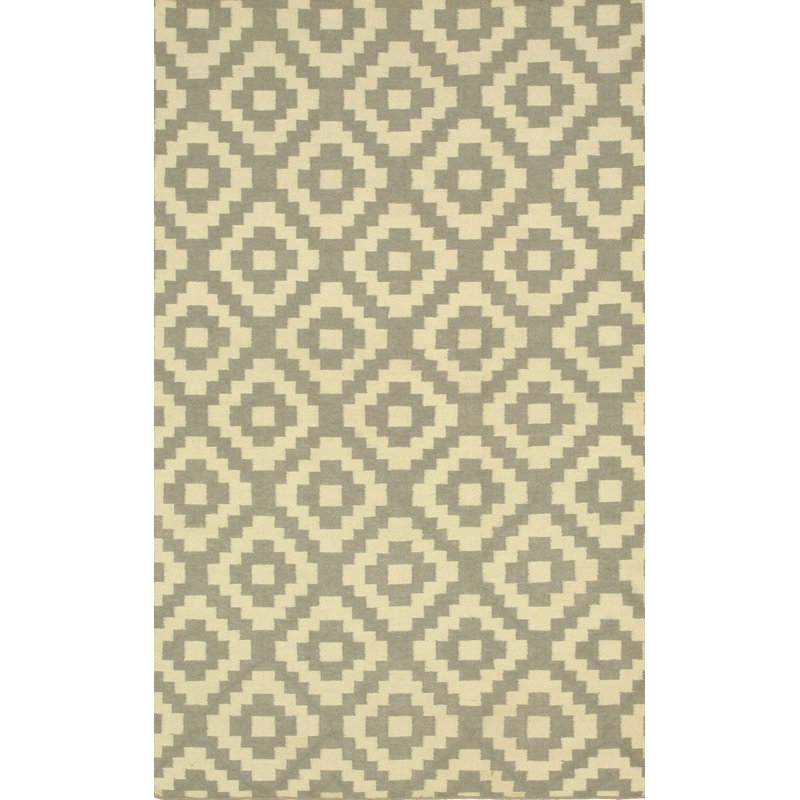 Tapis contemporain gris à motif géométrique de treillis à losanges gris, 8 pi x 10 pi