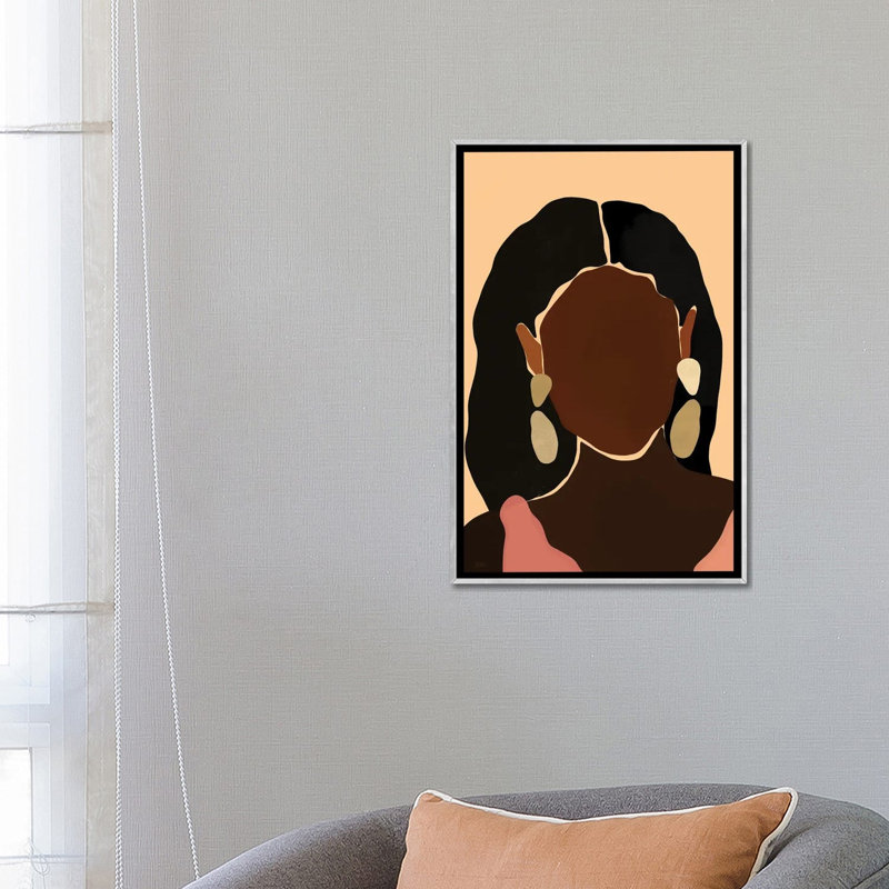 « Monae » par Bria Nicole-impression d’art graphique, Pas de tapis, H 26 po x l 18 po x 1,5 po, Toile avec cadre argenté