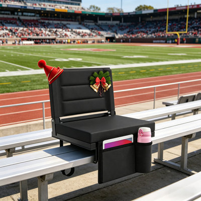 Padded Stadium Seat With Back Support – Portable Bleacher Chair With Thick Cushion, Anti-Slip Base, Side Pockets, And Steel Frame, Lightweight For Sports, Concerts, And Outdoor Events