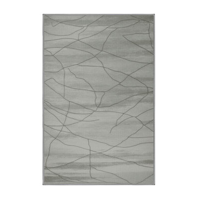 Machine Washable Abstract Brown Area Rug