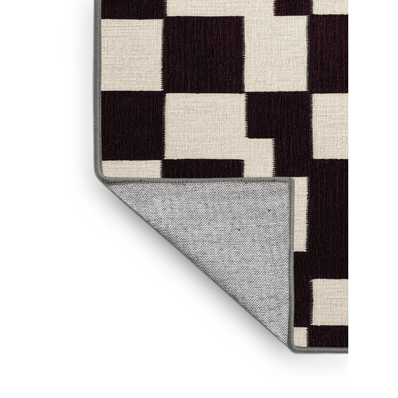 Tapis brun à carreaux lavable à la machine, Rectangulaire 2 pi x 3 pi