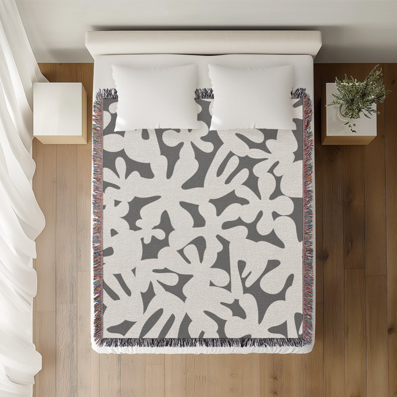 Jeté en coton Sheri, Gris, 60 x 60
