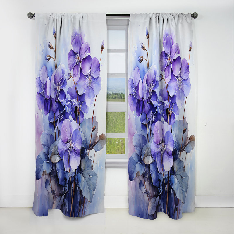 Bowerston - Rideau Violets - Rideau occultant à motif floral - 1 panneau, L 52 po x L 90 po
