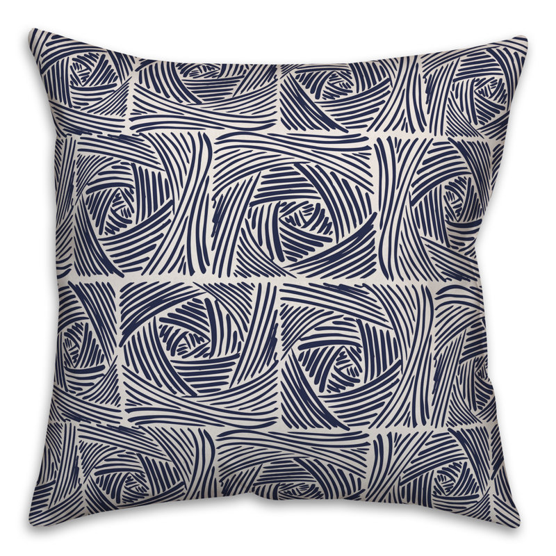  Coussin Square Roses, 16 po x 1 po, Bleu marine