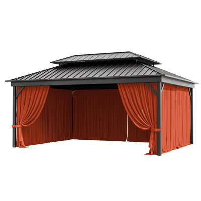 16 x 12 pi Mur de rideau extérieur en polyester à 4 panneaux pour abri de jardin, seulement rideaux