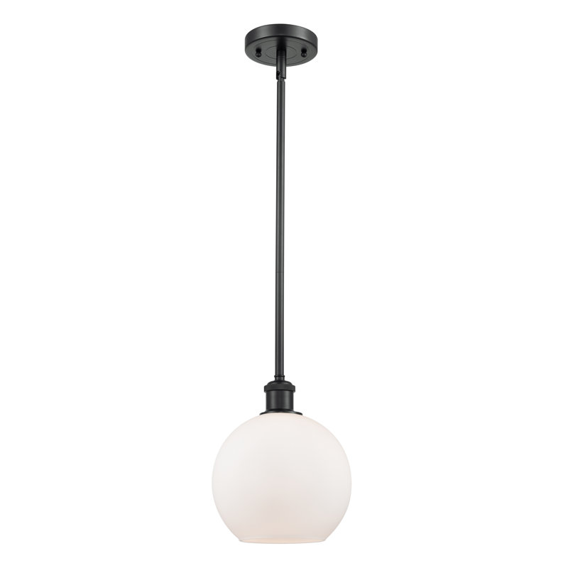 Luminaire suspendu en forme de globe à 1 lumière Anchondo, Noir mat, Ampoule non incluse, Blanc mat