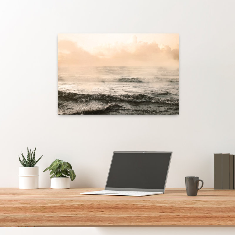 Moody Ocean, art abstrait de paysage côtier, H 24 po x l 16 po