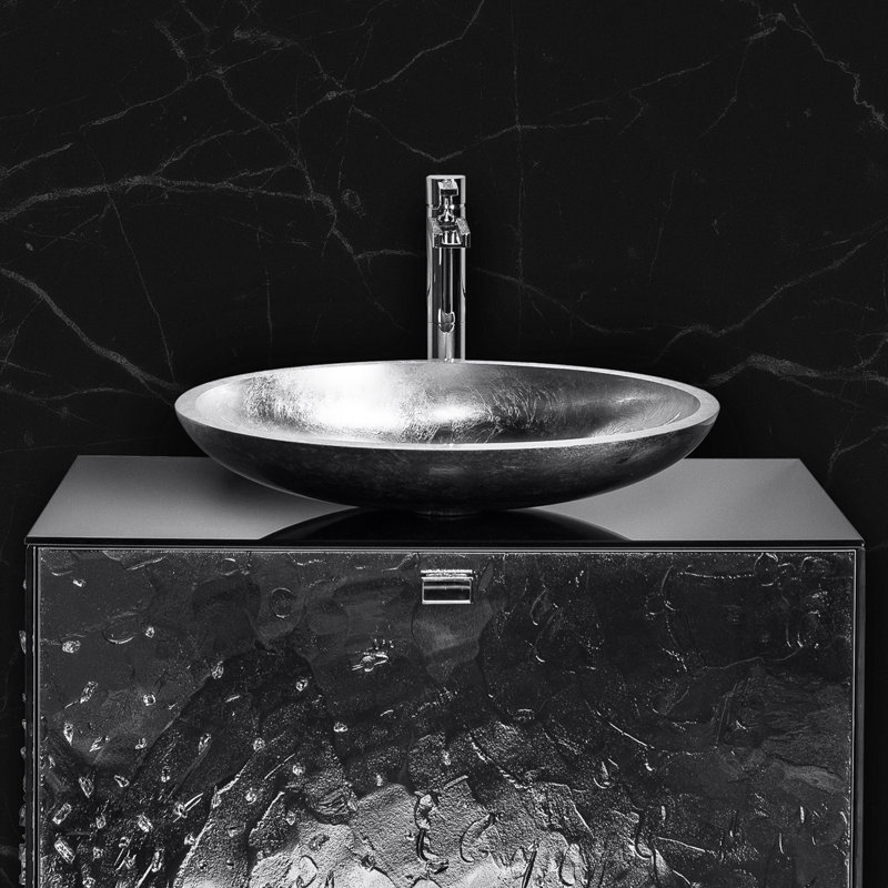 Vetro Freddo 21.3'' L Bathroom Sink, Silver Leaf