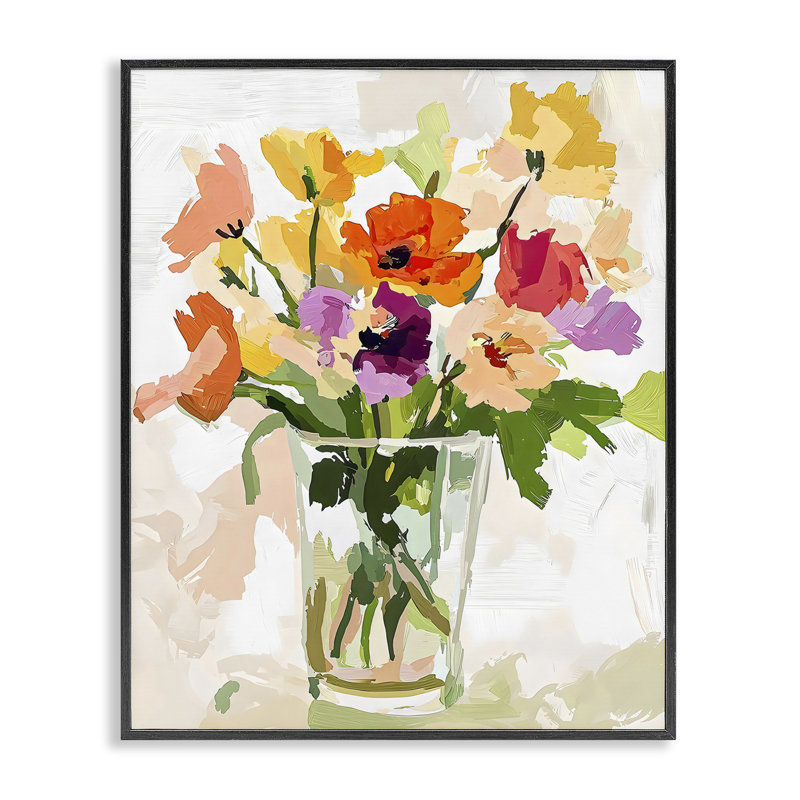 Bold Springy Blooms Framed Giclee, design by Riley B, 20" H x 16" W, Midnight Black Framed Giclee