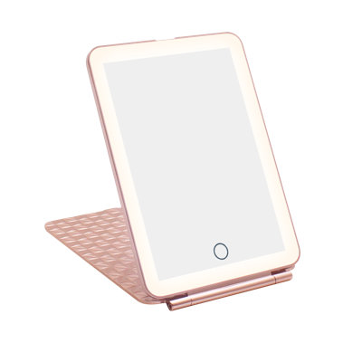 Alven Fleur Touch Pad Mini Tri-Tone LED Makeup Mirror with Flip Cover Tabletop Vanity Mirrors