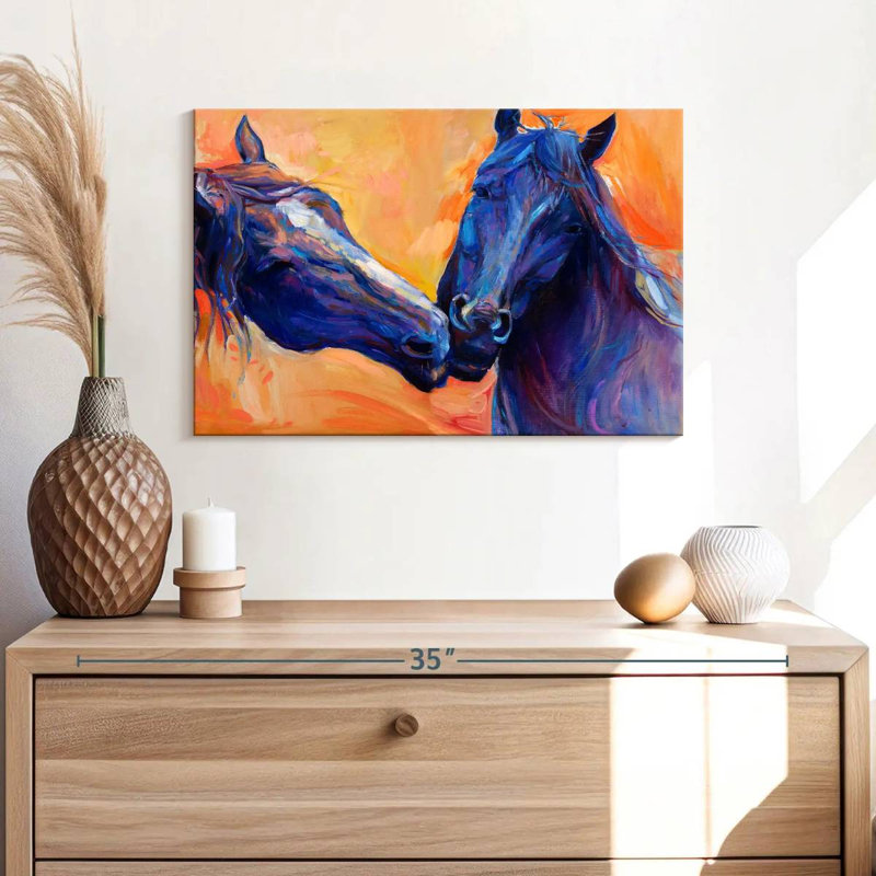 Brampt Blue Horses, 16" H x 24" W