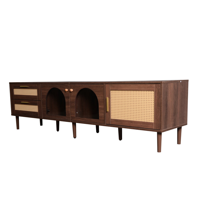 80'' Tv Compatible Cabinet, Construction, Tempered Glass Door And Concealed Storage For Living Room, Bedroom, Home Theatre Ample Storage, Construction