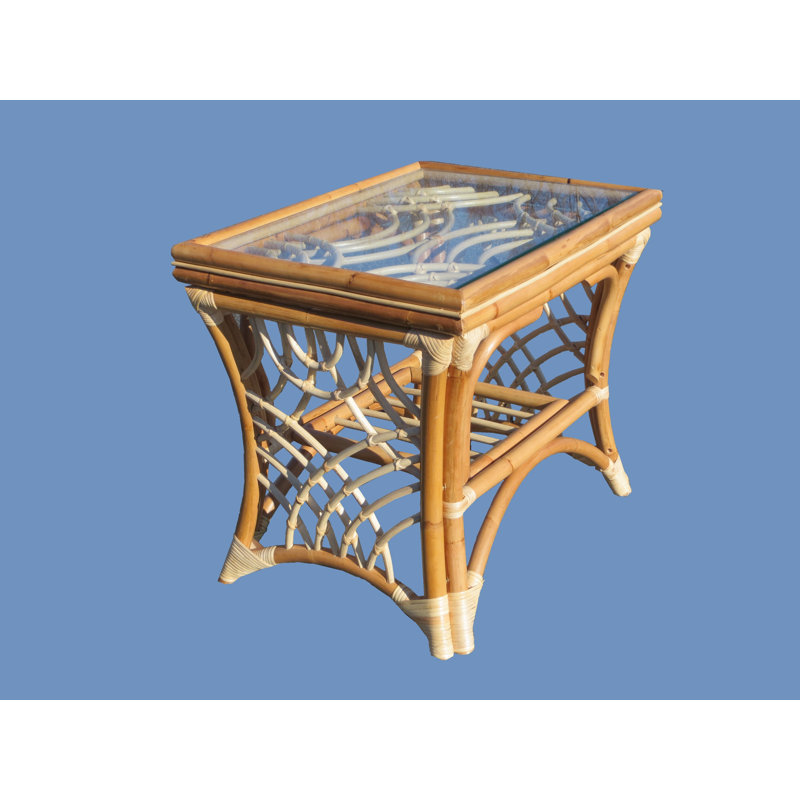 Rainey Glass Top End Table Set, Brown, Clear