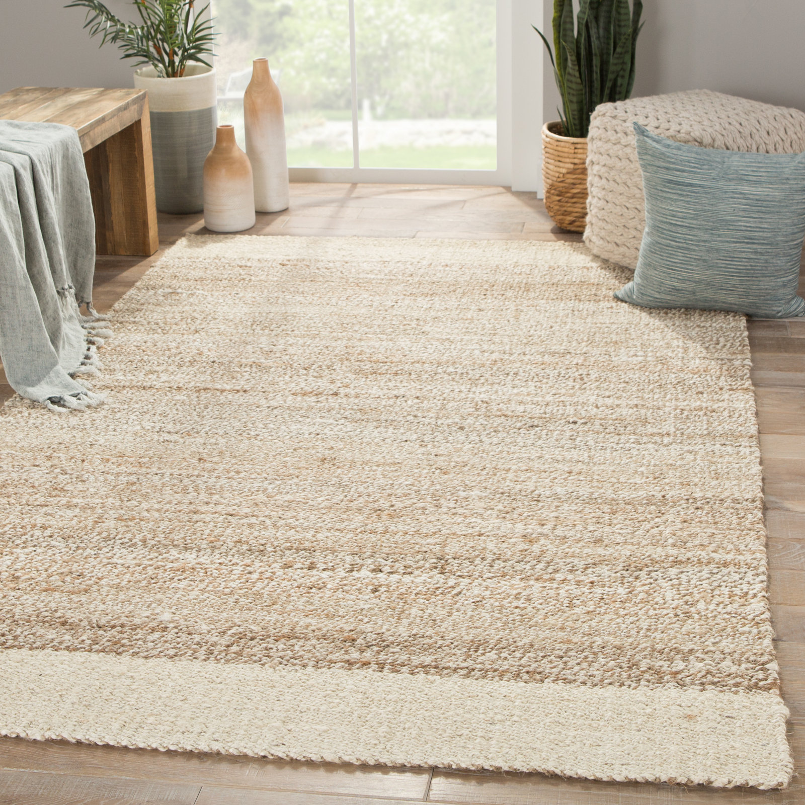 Clemmy Handmade Jute / Sisal Ivory/Natural Rug, Rectangle 10' x 14'