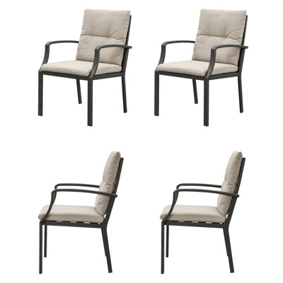 SeeHill Patio Dining Chairs Set of 4, Outdoor Aluminum Chairs with Washable Cushions, Modern Ergonomic Outdoor Dining Chairs, Patio Furniture Set for Deck, Garden, Backyard, Pool, Lawn, Gunmetal