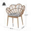 Ensemble de conversation pour patio 7 pièces, chaise de salle à manger en faux osier clair avec coussin beige 6 pièces et table de salle à manger en bois d'acacia 1 pièce