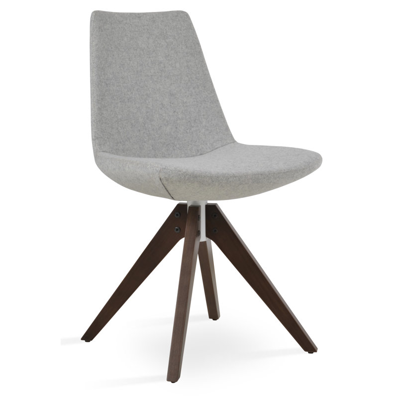 Eiffel Pyramid Side Chair in Wool, Silver Wool