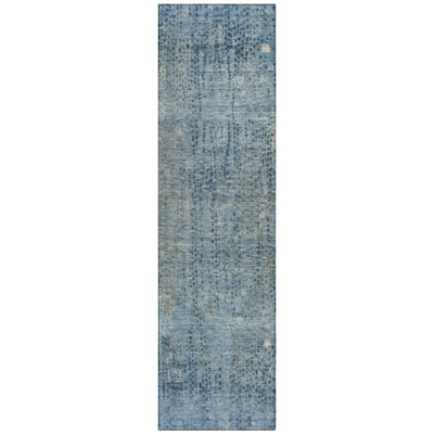 Machine Washable Indoor/Outdoor Xhevrie Blue Rug