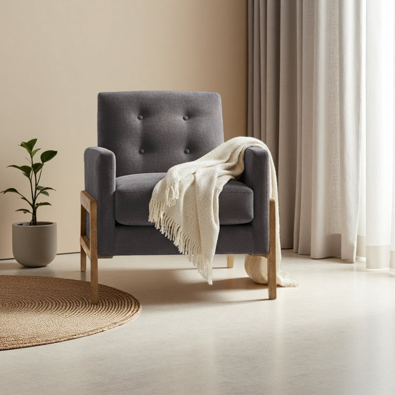Fauteuil d'appoint capitonné, Gris foncé